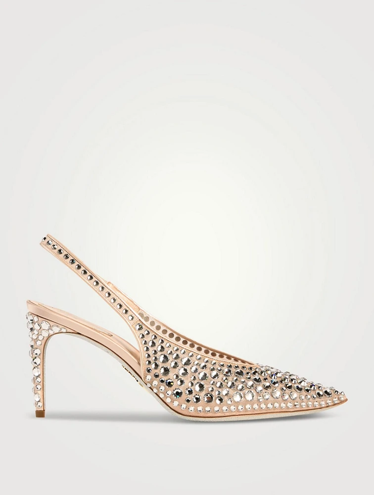 Gilda Crystal Tulle Slingback Pumps