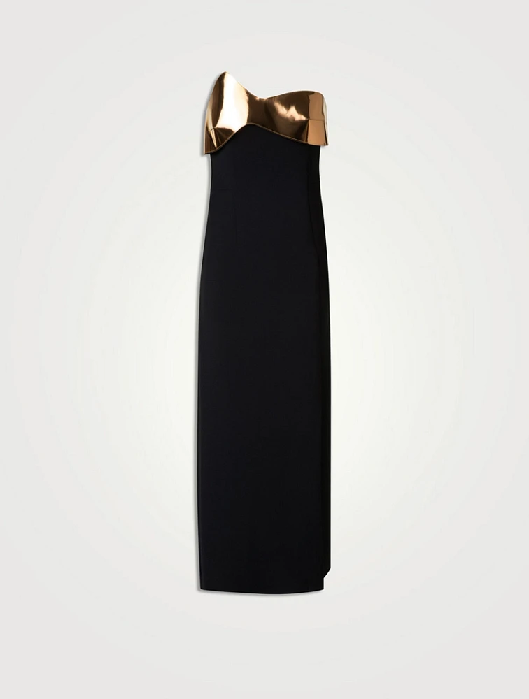 Wool Double-Face Strapless Midi Dress