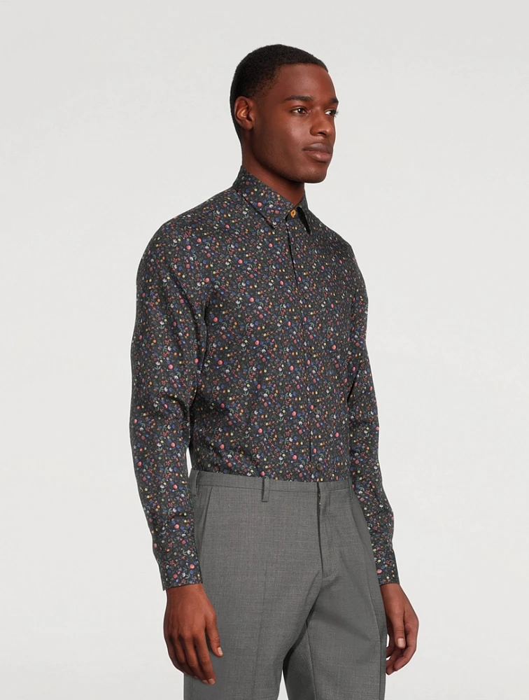Organic Cotton Tailored-Fit Shirt Floral Print