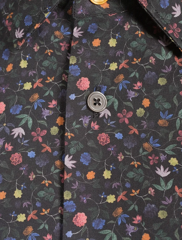Organic Cotton Tailored-Fit Shirt Floral Print