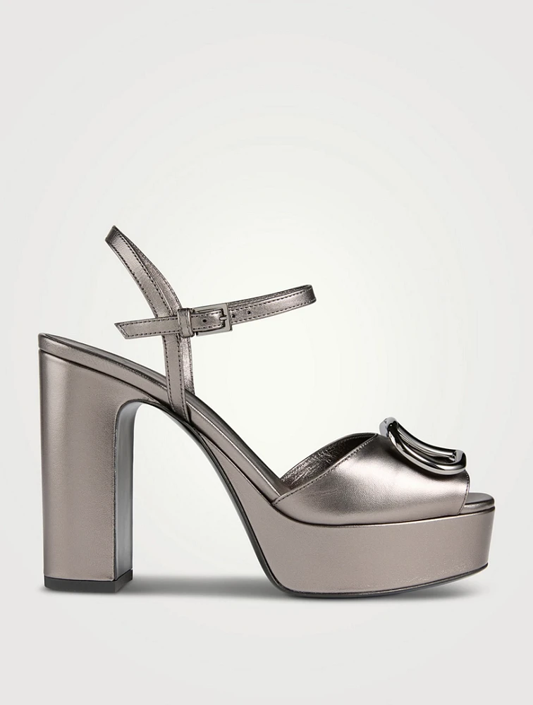 VLogo Platform Metallic Leather Sandals