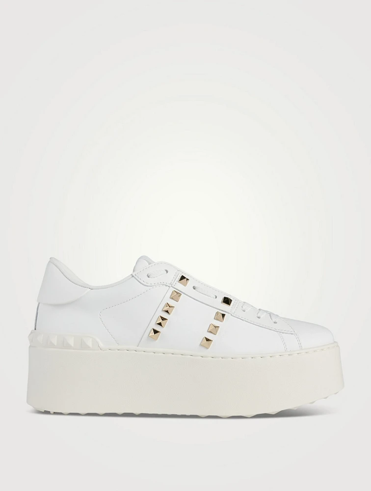 Rockstud Platform Leather Sneakers