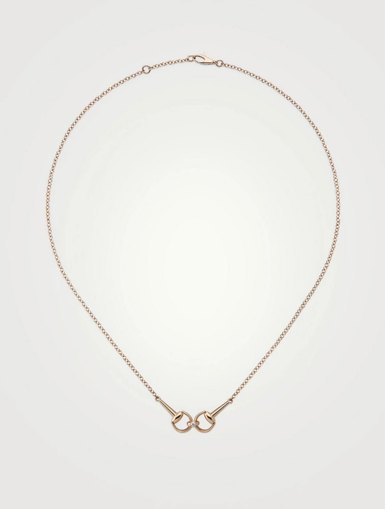 Horsebit 18K Rose Gold Diamond Chain Necklace