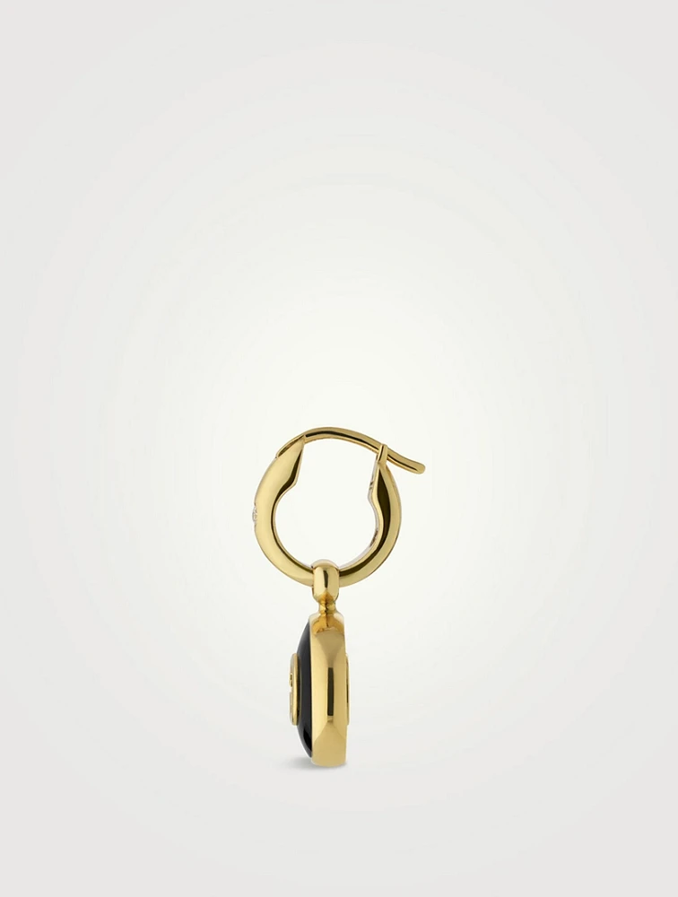 Gucci Interlocking 18K Gold Diamond Hoop Earrings With Onyx