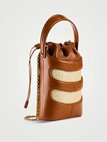 Mini The Rise Leather And Raffia Bucket Bag