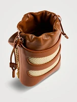 Mini The Rise Leather And Raffia Bucket Bag