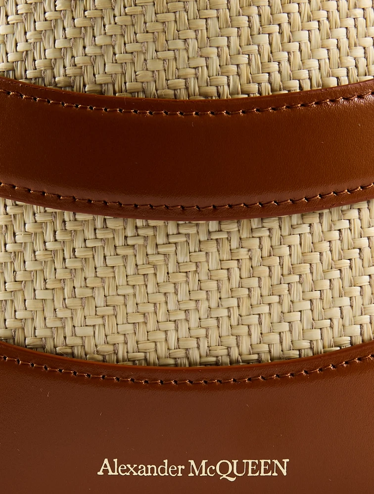 Mini The Rise Leather And Raffia Bucket Bag