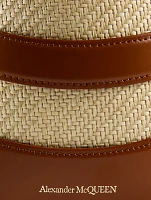 Mini The Rise Leather And Raffia Bucket Bag