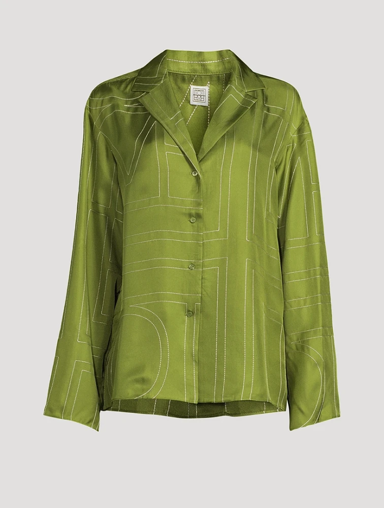 Monogram Silk Pajama Shirt