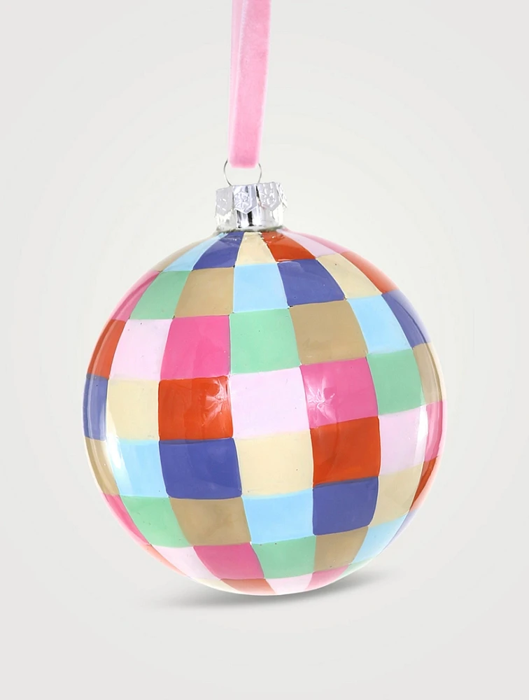 Large Bright Check Bauble Ornament
