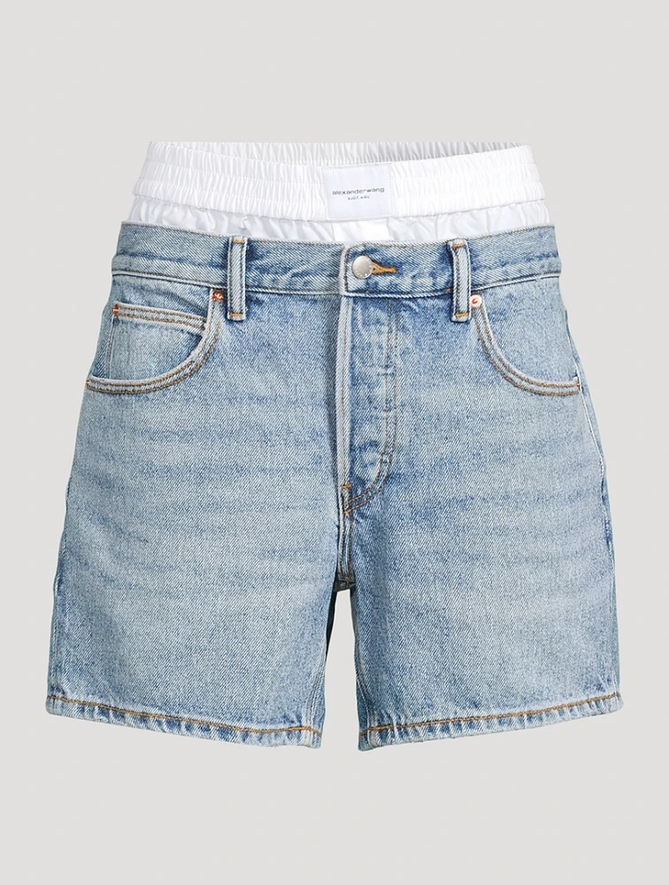 Layered Denim Shorts