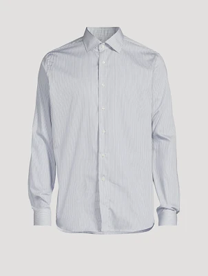 Cotton Dress Shirt Pinstriped Print