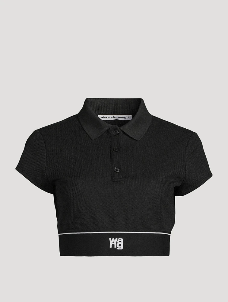 Cropped Pique Polo Shirt