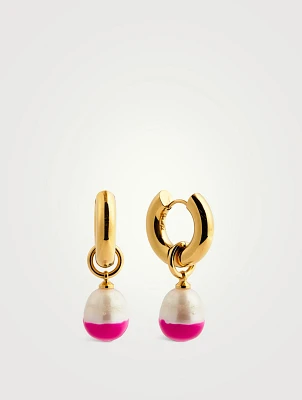 Only At Holts Dip Pearl Hoop Earrings