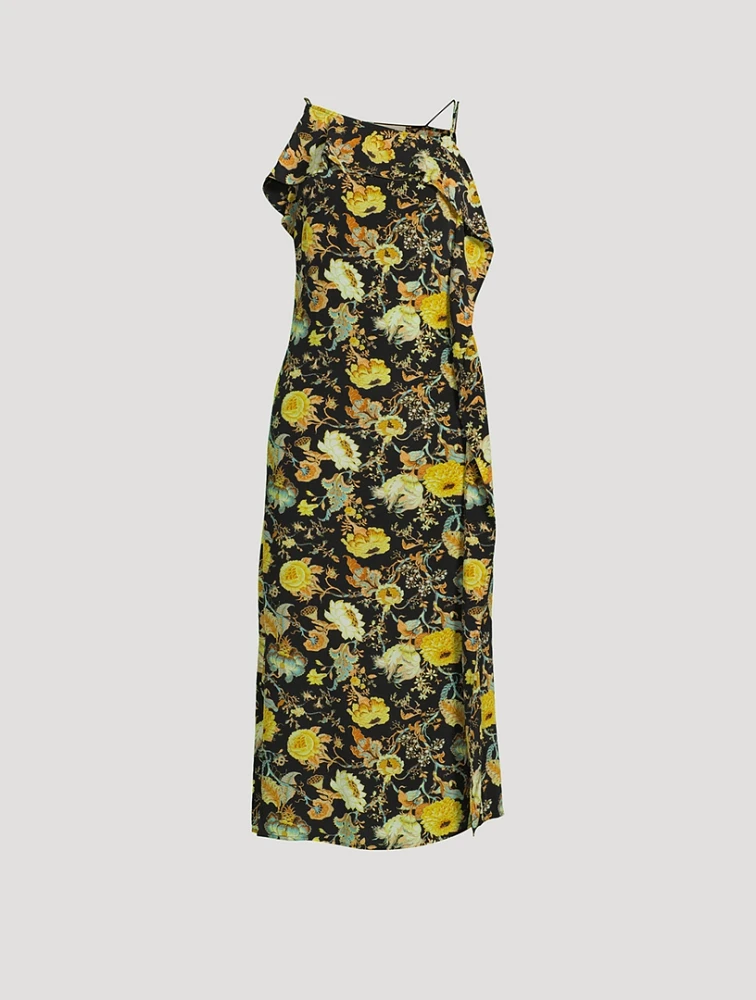 Isla Asymmetric Midi Dress Floral Print