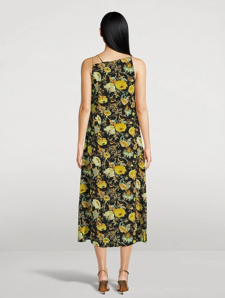 Isla Asymmetric Midi Dress Floral Print