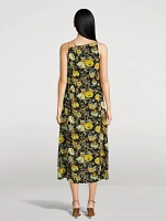 Isla Asymmetric Midi Dress Floral Print