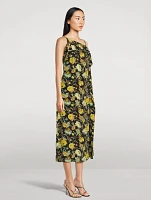 Isla Asymmetric Midi Dress Floral Print