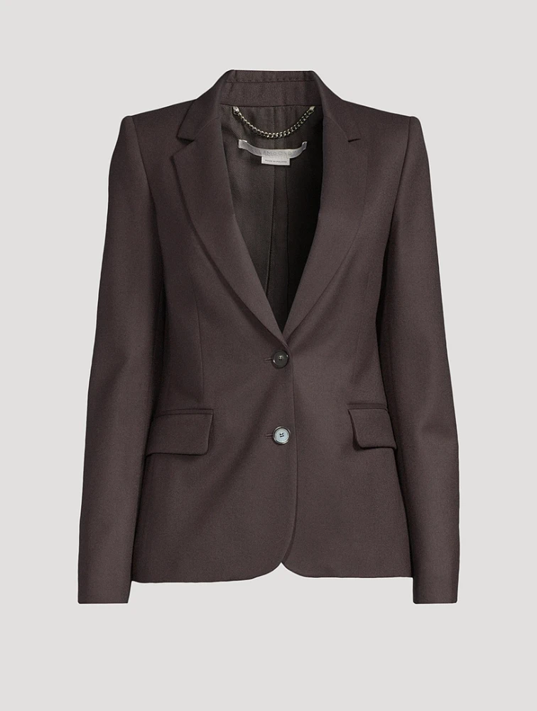 Single-Breasted Wool Flannel Blazer
