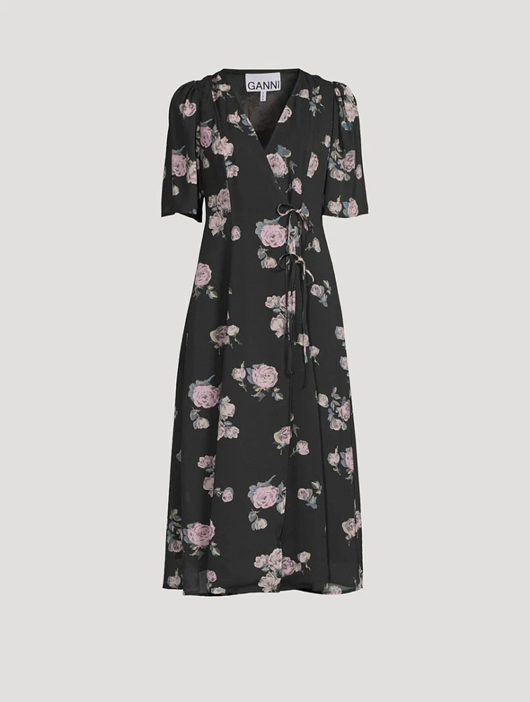 Crêpe Wrap Dress Floral Print