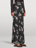 Crêpe Maxi Skirt Floral Print
