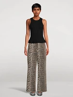 Izey Straight-Leg Jeans Leopard Print