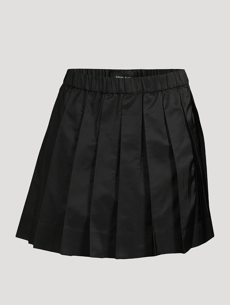 Pleated Taffeta Mini Skirt