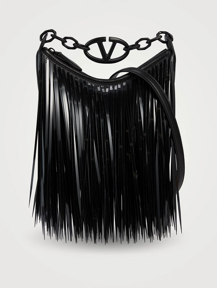 Mini VLogo Moon Fringe Leather Shoulder Bag