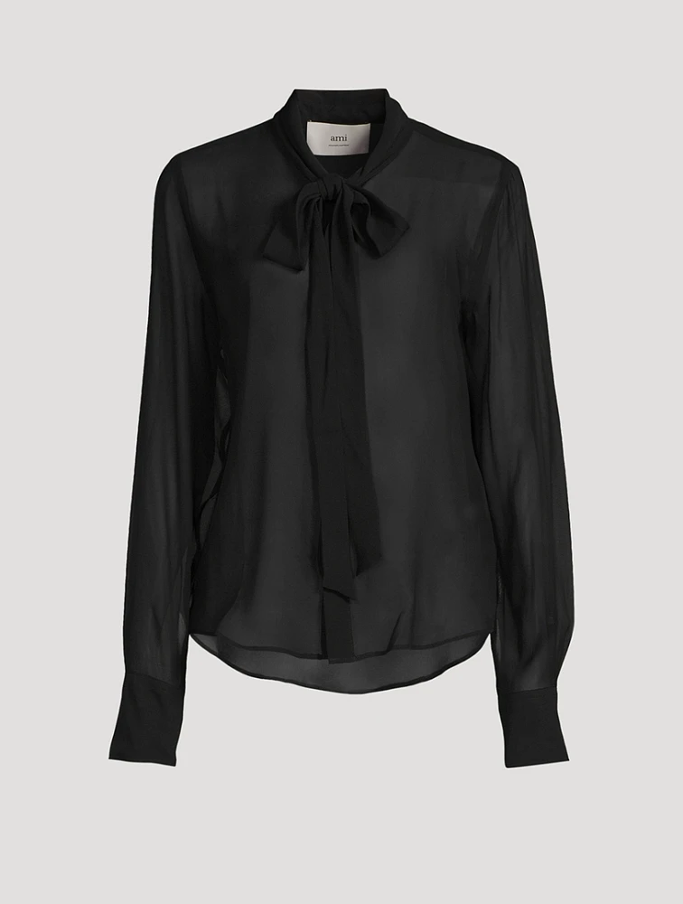 Silk Tie-Neck Shirt