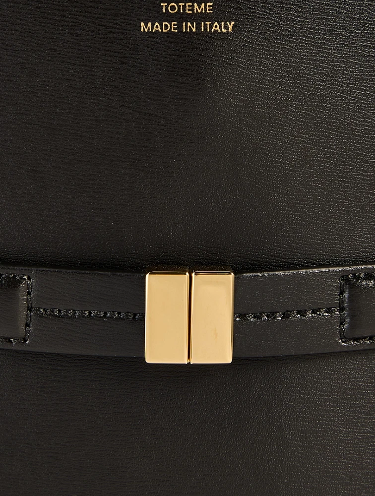 Belted Leather Bucket Bag