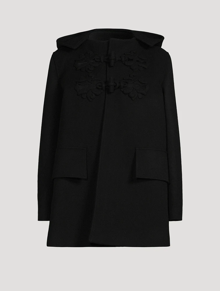 Embroidered Wool Duffle Coat