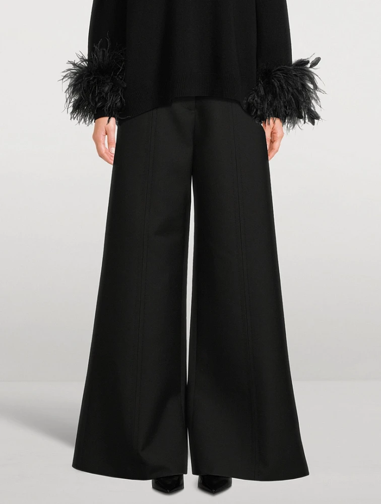 Double Compact Drill Wide-Leg Trousers