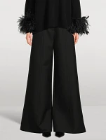 Double Compact Drill Wide-Leg Trousers