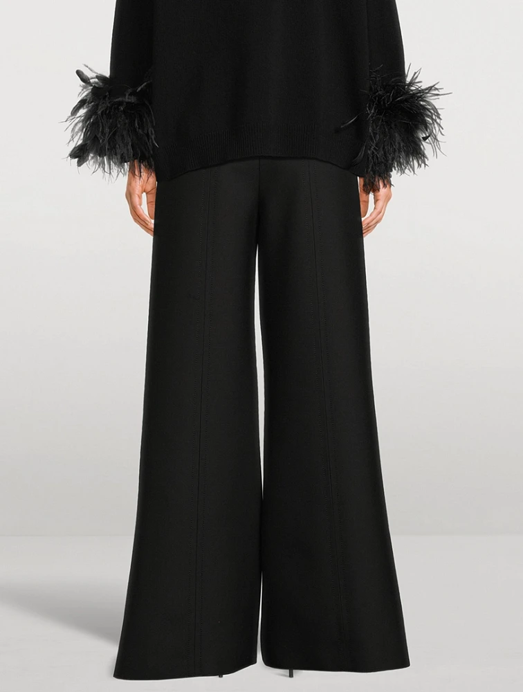 Double Compact Drill Wide-Leg Trousers