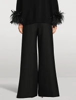Double Compact Drill Wide-Leg Trousers