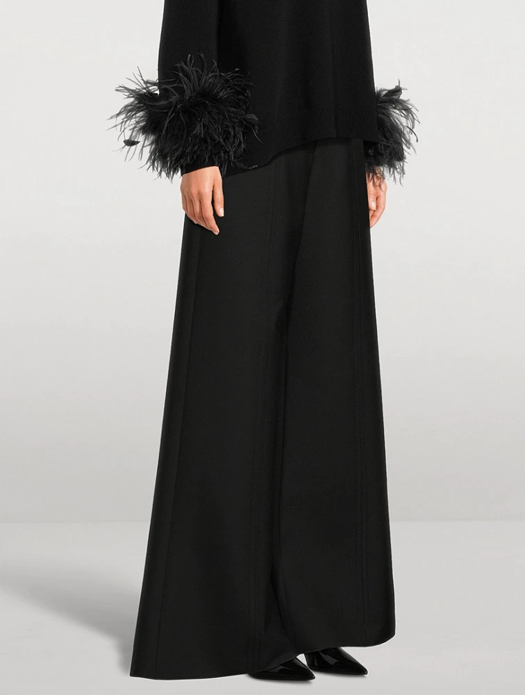 Double Compact Drill Wide-Leg Trousers