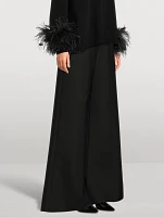 Double Compact Drill Wide-Leg Trousers