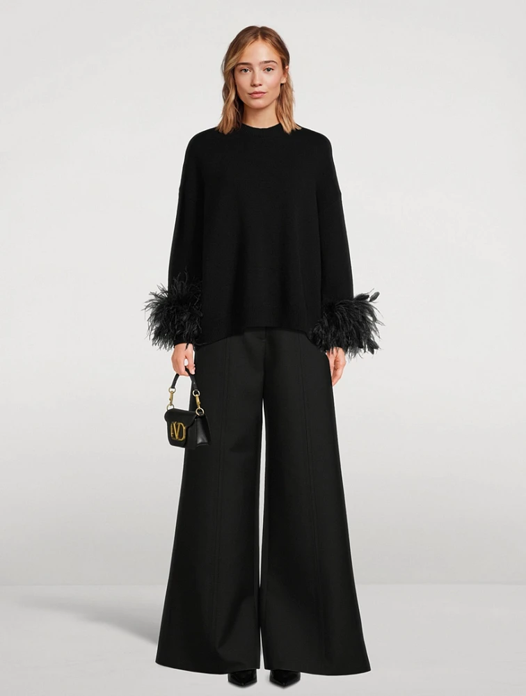 Double Compact Drill Wide-Leg Trousers