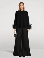 Double Compact Drill Wide-Leg Trousers