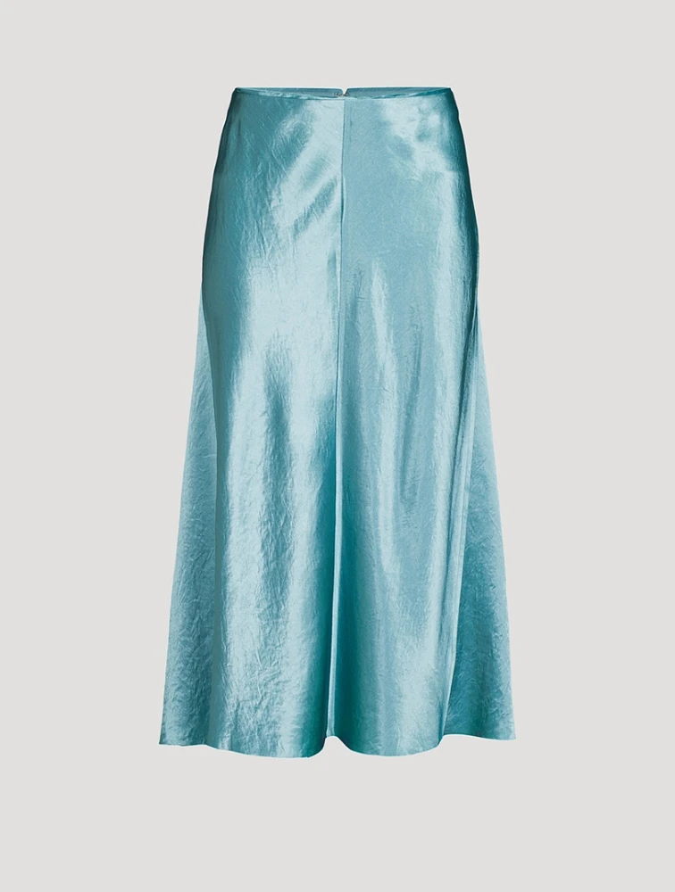 Raw-Edge Paneled Midi Slip Skirt