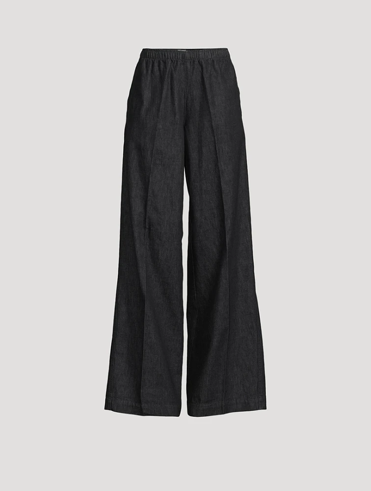 Cotton Twill Wide-Leg Trousers
