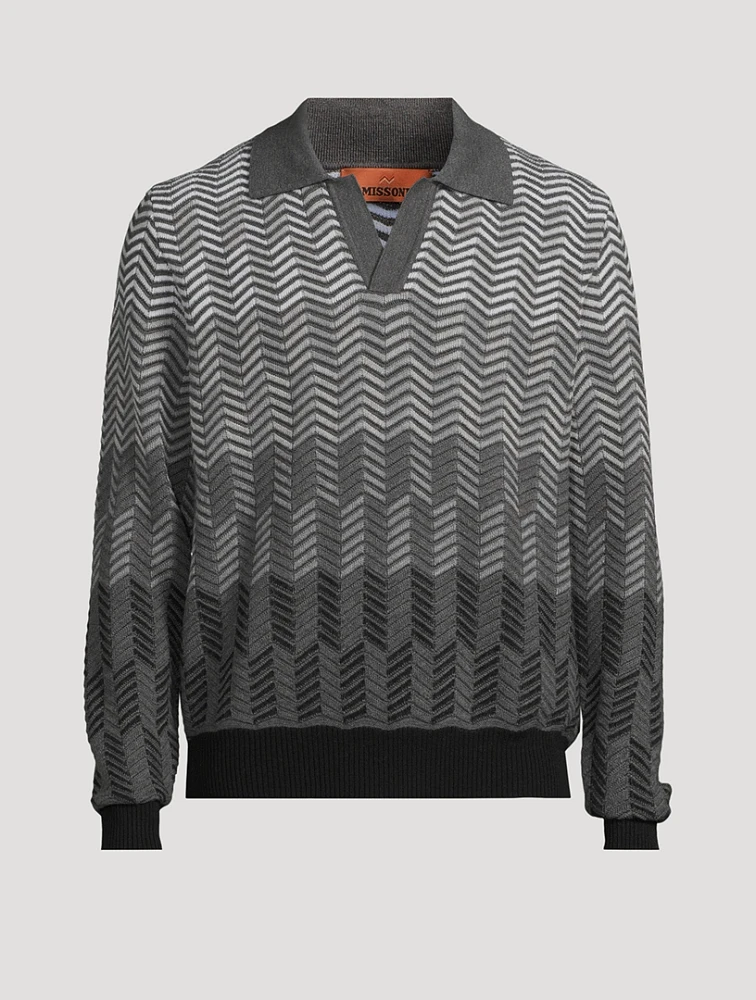 Chevron Wool Polo Sweater
