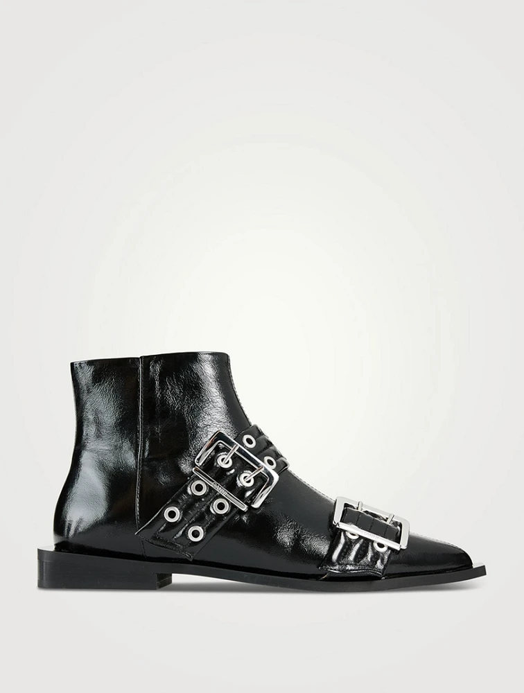 Buckle Patent Ankle Boots