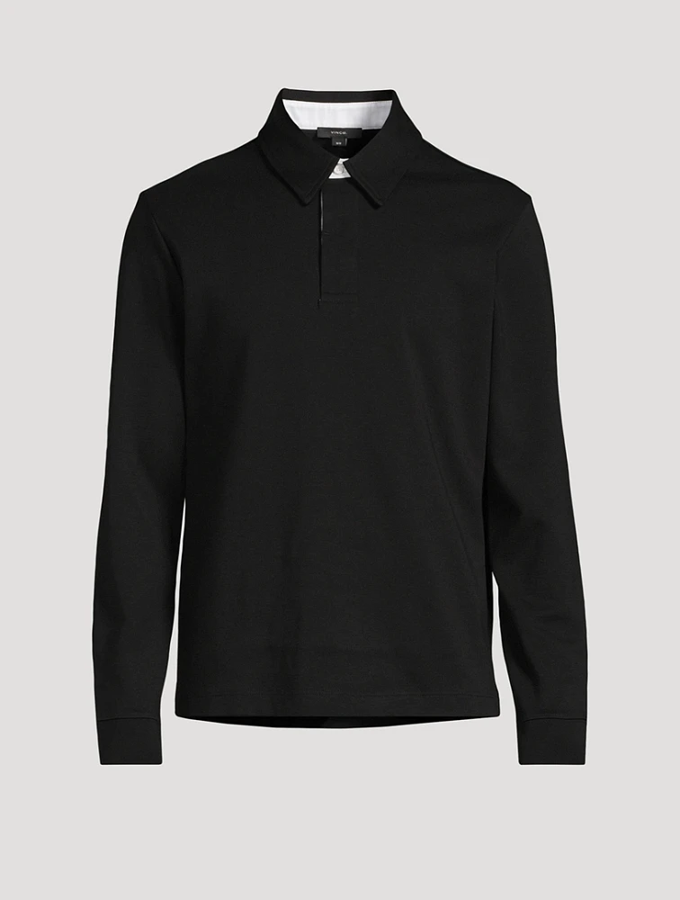 Brushed Pima Cotton Long-Sleeve Polo