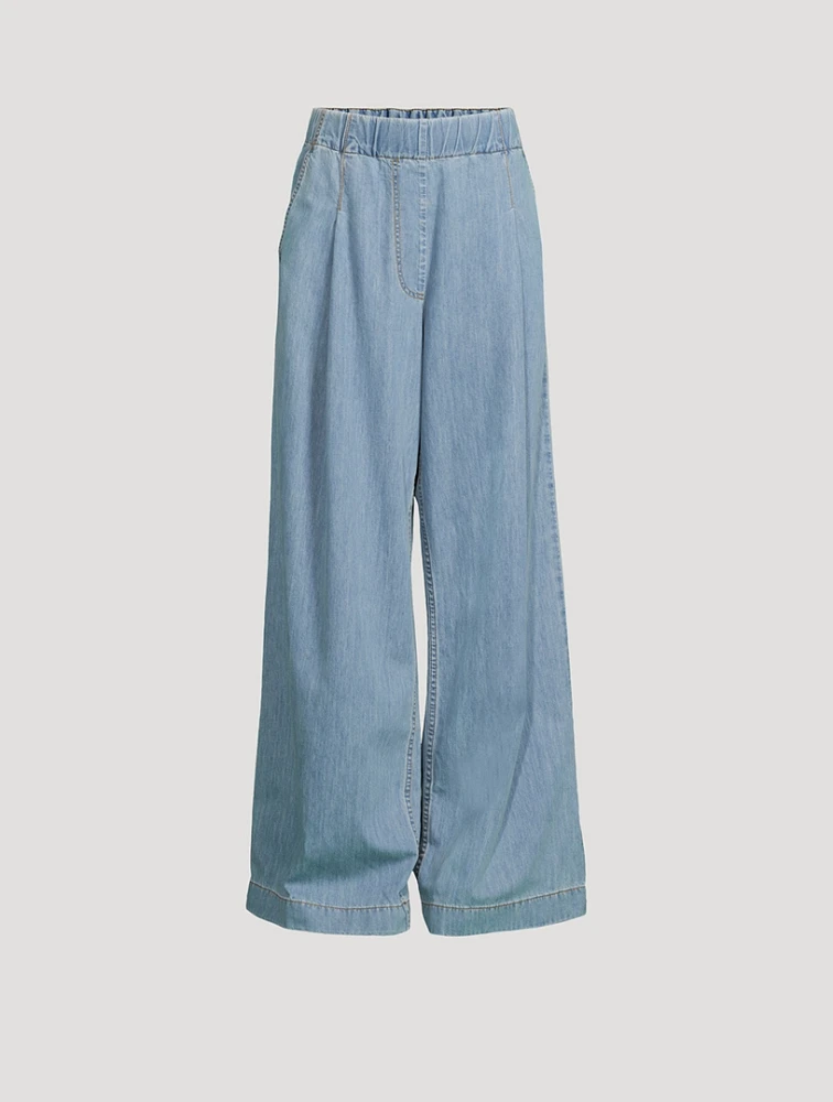 Wide-Leg Denim Pants