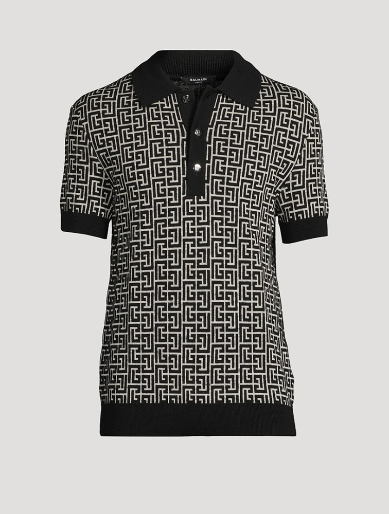 Monogram Wool And Linen Polo Shirt