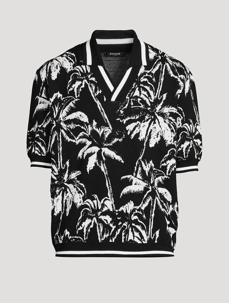 Palm Tree Knit Polo Shirt