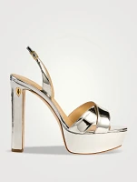 Leonardo Metallic Leather Platform Sandals