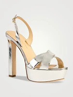 Leonardo Metallic Leather Platform Sandals