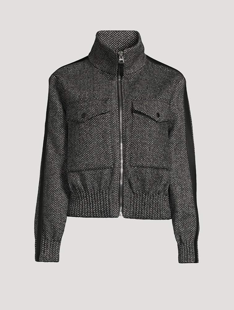 Patty Herringbone Bomber Jacket